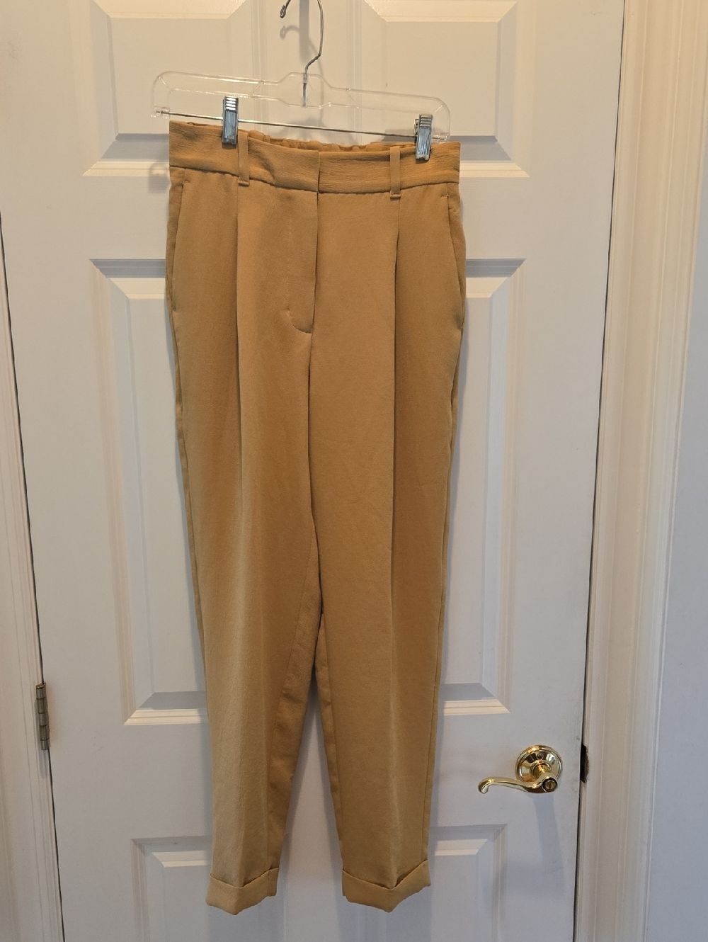Wilfred Carrot Pant Tannin Sandy Beige 4 High Rise Pleated Trousers Crepe Cuffed